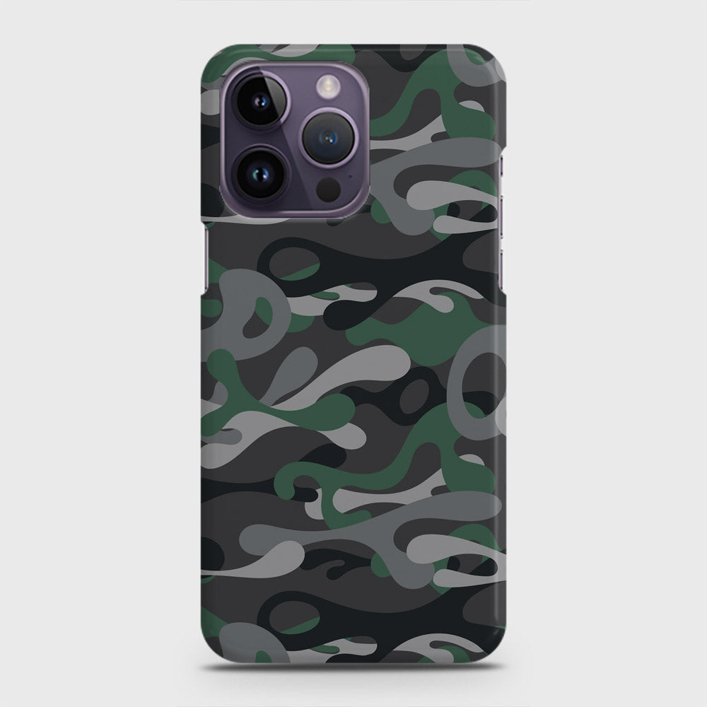 iPhone 14 Pro Max Cover - Camo Series - Green & Grey Design - Matte Finish - Snap On Hard Case with LifeTime Colors Guarantee (Fast Delivery)