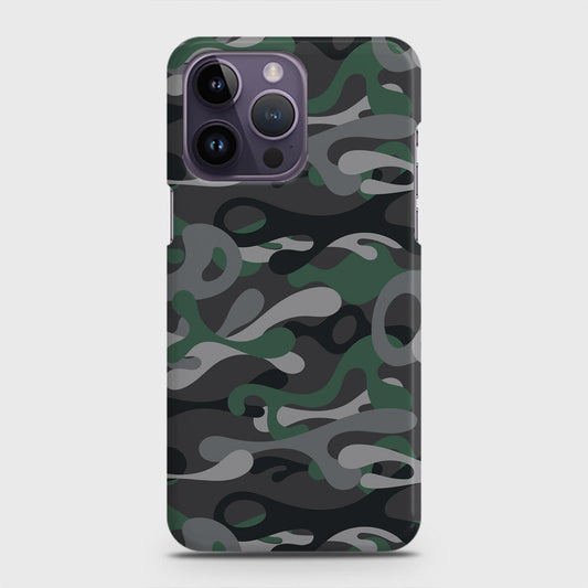 iPhone 14 Pro Max Cover - Camo Series - Green & Grey Design - Matte Finish - Snap On Hard Case with LifeTime Colors Guarantee (Fast Delivery)