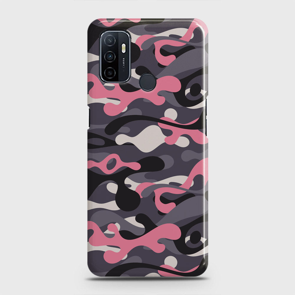 Oppo A53 Cover - Camo Series - Pink & Grey Design - Matte Finish - Snap On Hard Case with LifeTime Colors Guarantee (Fast Delivery)