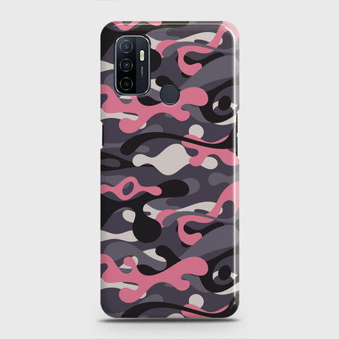 Oppo A53 Cover - Camo Series - Pink & Grey Design - Matte Finish - Snap On Hard Case with LifeTime Colors Guarantee (Fast Delivery)