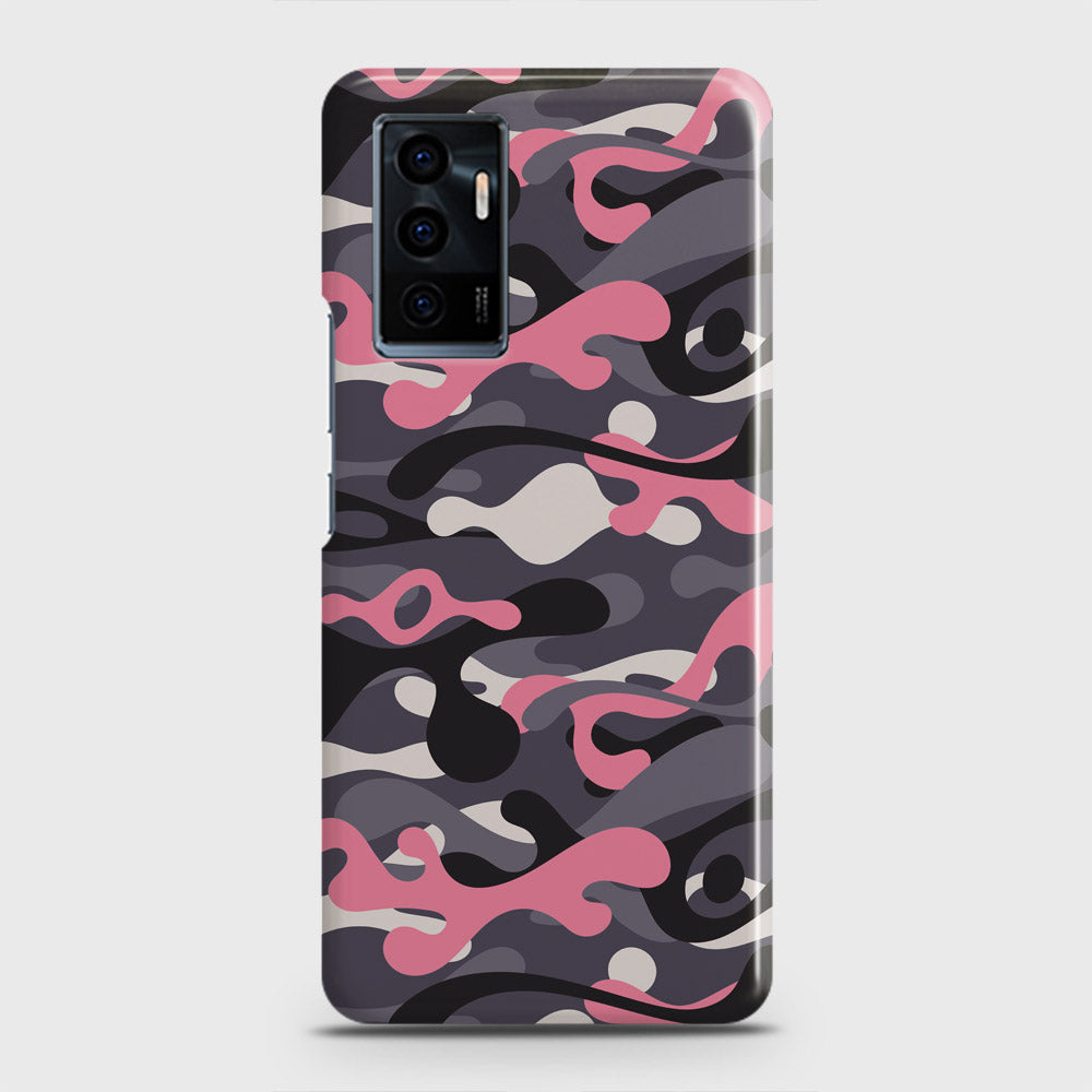 Vivo S10e Cover - Camo Series - Pink & Grey Design - Matte Finish - Snap On Hard Case with LifeTime Colors Guarantee (Fast Delivery)