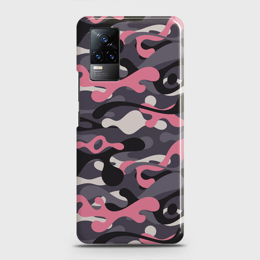 Vivo V21e  Cover - Camo Series - Pink & Grey Design - Matte Finish - Snap On Hard Case with LifeTime Colors Guarantee (Fast Delivery)