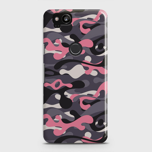 Google Pixel 2 Cover - Camo Series - Pink & Grey - Matte Finish - Snap On Hard Case with LifeTime Colors Guarantee (Fast Delivery)