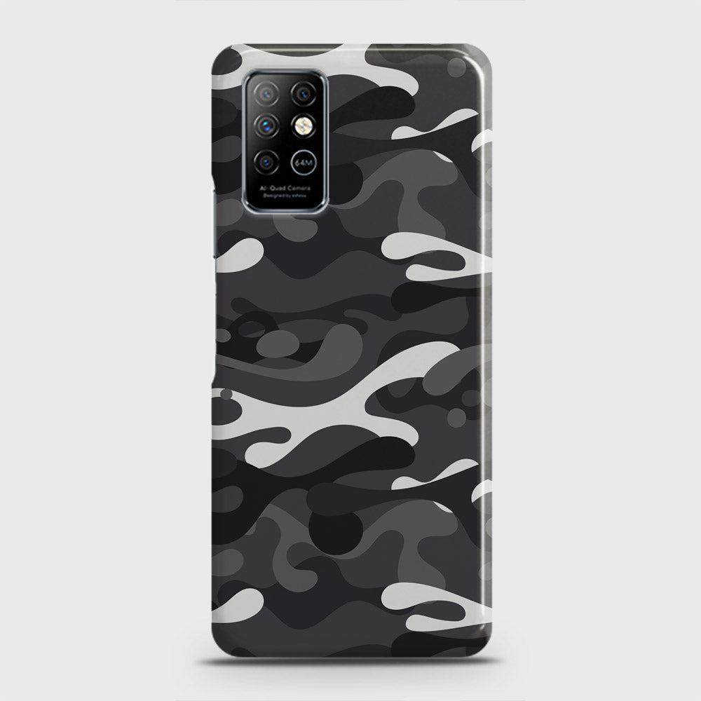 Infinix Note 8 Cover - Camo Series - White & Grey Design - Matte Finish - Snap On Hard Case with LifeTime Colors Guarantee (Fast Delivery)
