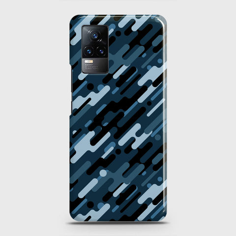 Vivo V21e  Cover - Camo Series 3 - Black & Blue Design - Matte Finish - Snap On Hard Case with LifeTime Colors Guarantee (Fast Delivery)