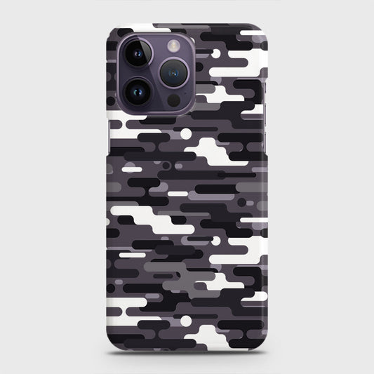 iPhone 14 Pro Cover - Camo Series 2 - Black & White Design - Matte Finish - Snap On Hard Case with LifeTime Colors Guarantee (Fast Delivery)