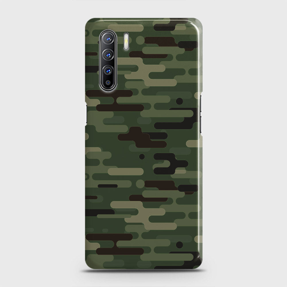 Oppo F15 Cover - Camo Series 2 - Light Green Design - Matte Finish - Snap On Hard Case with LifeTime Colors Guarantee (Fast Delivery)
