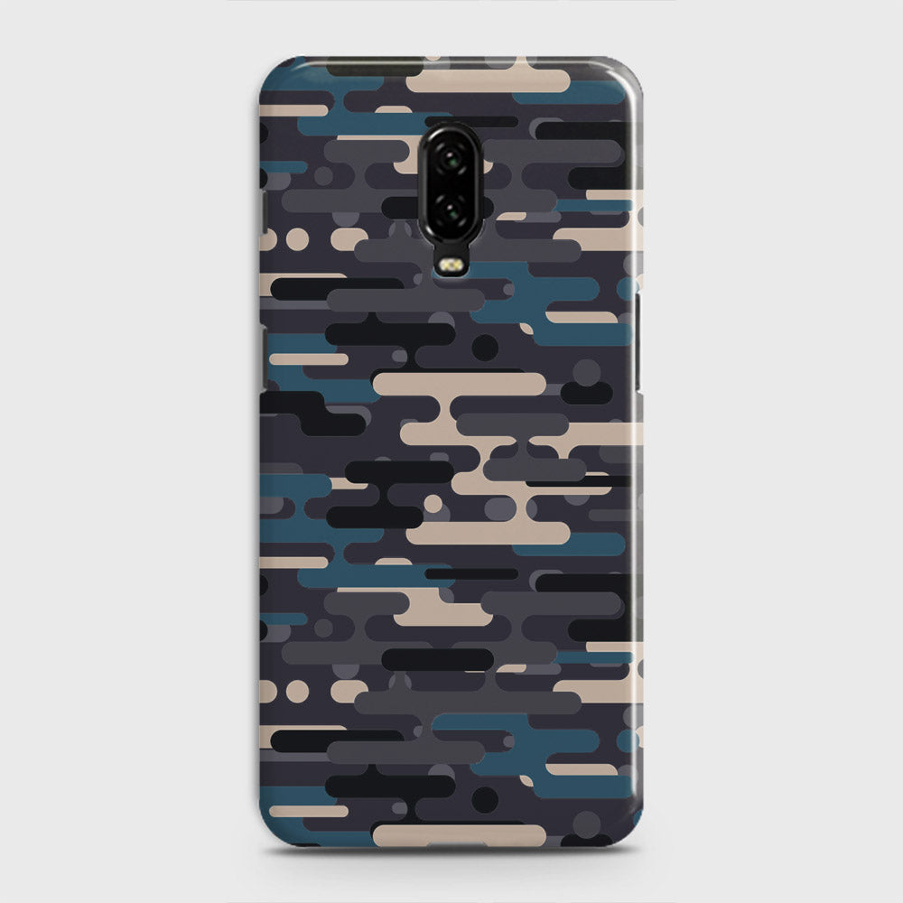 OnePlus 6T  Cover - Camo Series 2 - Blue & Grey Design - Matte Finish - Snap On Hard Case with LifeTime Colors Guarantee (Fast Delivery)