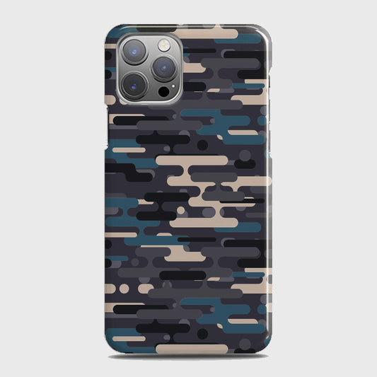 iPhone 12 Pro Max Cover - Camo Series 2 - Blue & Grey Design - Matte Finish - Snap On Hard Case with LifeTime Colors Guarantee (Fast Delivery)