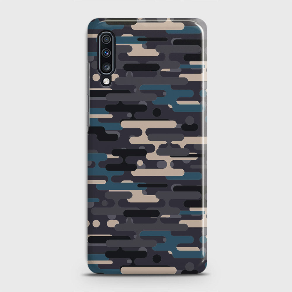 Samsung Galaxy A70s Cover - Camo Series 2 - Blue & Grey Design - Matte Finish - Snap On Hard Case with LifeTime Colors Guarantee (Fast Delivery)