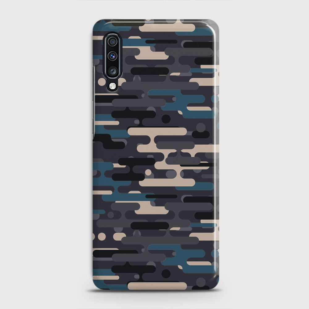 Samsung Galaxy A70 Cover - Camo Series 2 - Blue & Grey Design - Matte Finish - Snap On Hard Case with LifeTime Colors Guarantee (Fast Delivery)