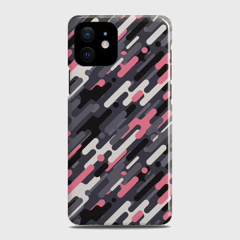 iPhone 12 Mini Cover - Camo Series 3 - Pink & Grey Design - Matte Finish - Snap On Hard Case with LifeTime Colors Guarantee (Fast Delivery)