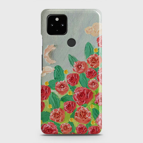 Google Pixel 5 Cover - Floral Series - Design 10 - Red & Green - Matte Finish - Snap On Hard Case with LifeTime Colors Guarantee