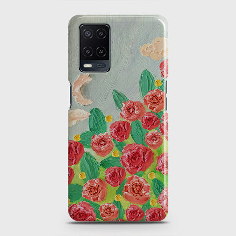Oppo A54  Cover - Floral Series - Design 10 - Red & Green - Matte Finish - Snap On Hard Case with LifeTime Colors Guarantee