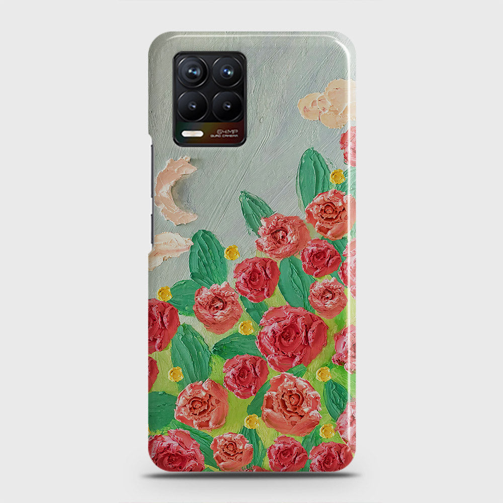 Realme 8 Pro Cover - Floral Series - Design 10 - Red & Green - Matte Finish - Snap On Hard Case with LifeTime Colors Guarantee