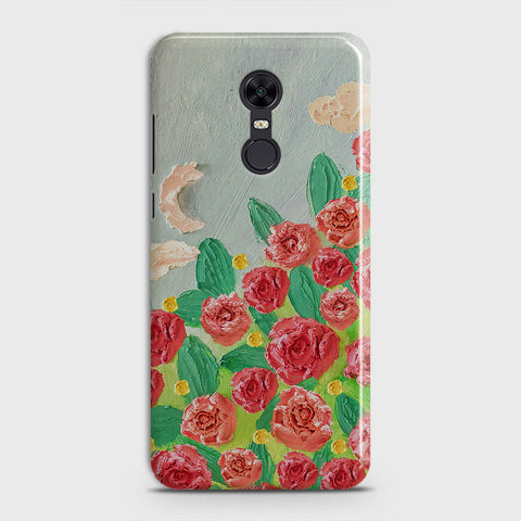 Redmi 5 Plus  Cover - Floral Series - Design 10 - Red & Green - Matte Finish - Snap On Hard Case with LifeTime Colors Guarantee