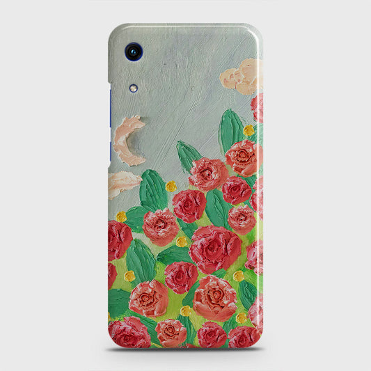 Honor 8A Without Sensor Cut Cover - Floral Series - Design 10 - Red & Green - Matte Finish - Snap On Hard Case with LifeTime Colors Guarantee