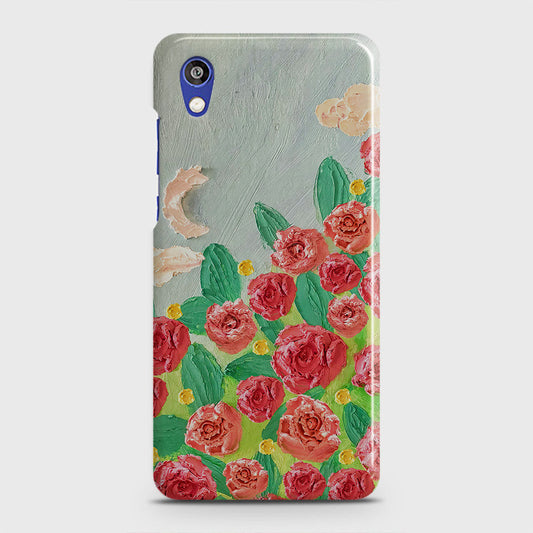 Honor 8S Cover - Floral Series - Design 10 - Red & Green - Matte Finish - Snap On Hard Case with LifeTime Colors Guarantee