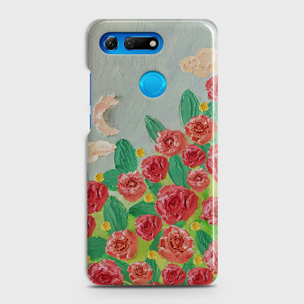 Huawei Honor View 20 Cover - Floral Series - Design 10 - Red & Green - Matte Finish - Snap On Hard Case with LifeTime Colors Guarantee