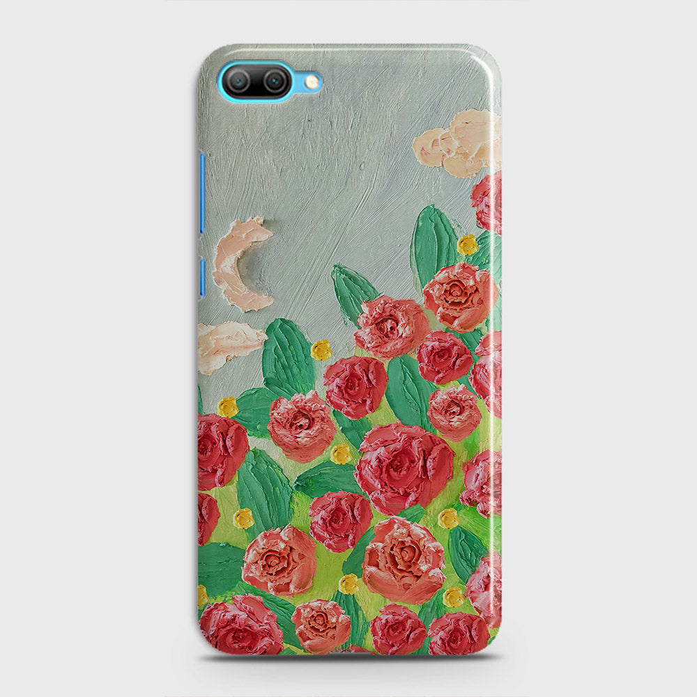 Huawei Honor 10 Lite Cover - Floral Series - Design 10 - Red & Green - Matte Finish - Snap On Hard Case with LifeTime Colors Guarantee