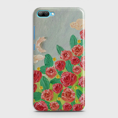 Huawei Honor 10 Lite Cover - Floral Series - Design 10 - Red & Green - Matte Finish - Snap On Hard Case with LifeTime Colors Guarantee