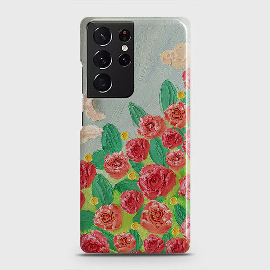 Samsung Galaxy S21 Ultra 5G Cover - Floral Series - Design 10 - Red & Green - Matte Finish - Snap On Hard Case with LifeTime Colors Guarantee
