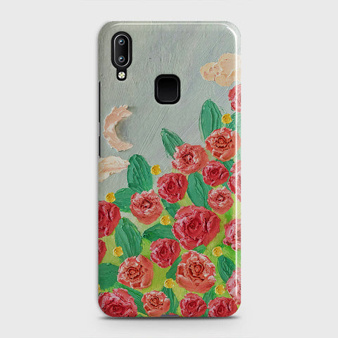 Vivo Y91 Cover - Floral Series - Design 10 - Red & Green - Matte Finish - Snap On Hard Case with LifeTime Colors Guarantee