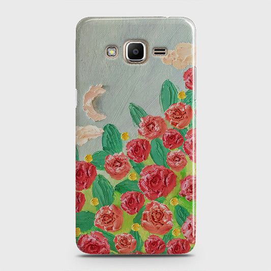 Samsung Galaxy J7 Core Cover - Floral Series - Design 10 - Red & Green - Matte Finish - Snap On Hard Case with LifeTime Colors Guarantee