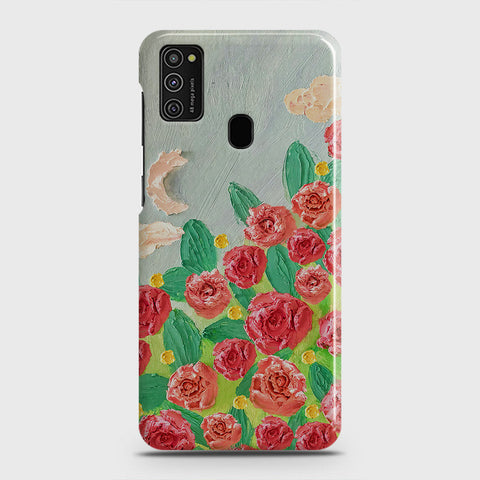 Samsung Galaxy M21 Cover - Floral Series - Design 10 - Red & Green - Matte Finish - Snap On Hard Case with LifeTime Colors Guarantee