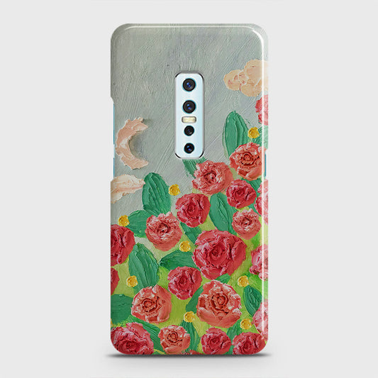 Vivo V17 Pro Cover - Floral Series - Design 10 - Red & Green - Matte Finish - Snap On Hard Case with LifeTime Colors Guarantee