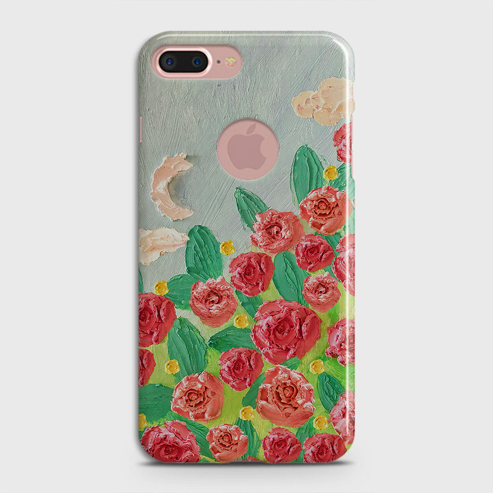 iPhone 8 / 7 Logo Cover - Floral Series - Design 10 - Red & Green - Matte Finish - Snap On Hard Case with LifeTime Colors Guarantee