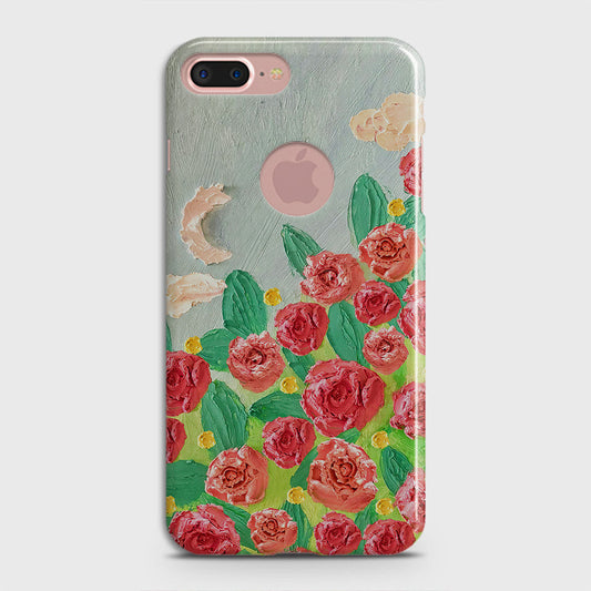 iPhone 8 / 7 Logo Cover - Floral Series - Design 10 - Red & Green - Matte Finish - Snap On Hard Case with LifeTime Colors Guarantee