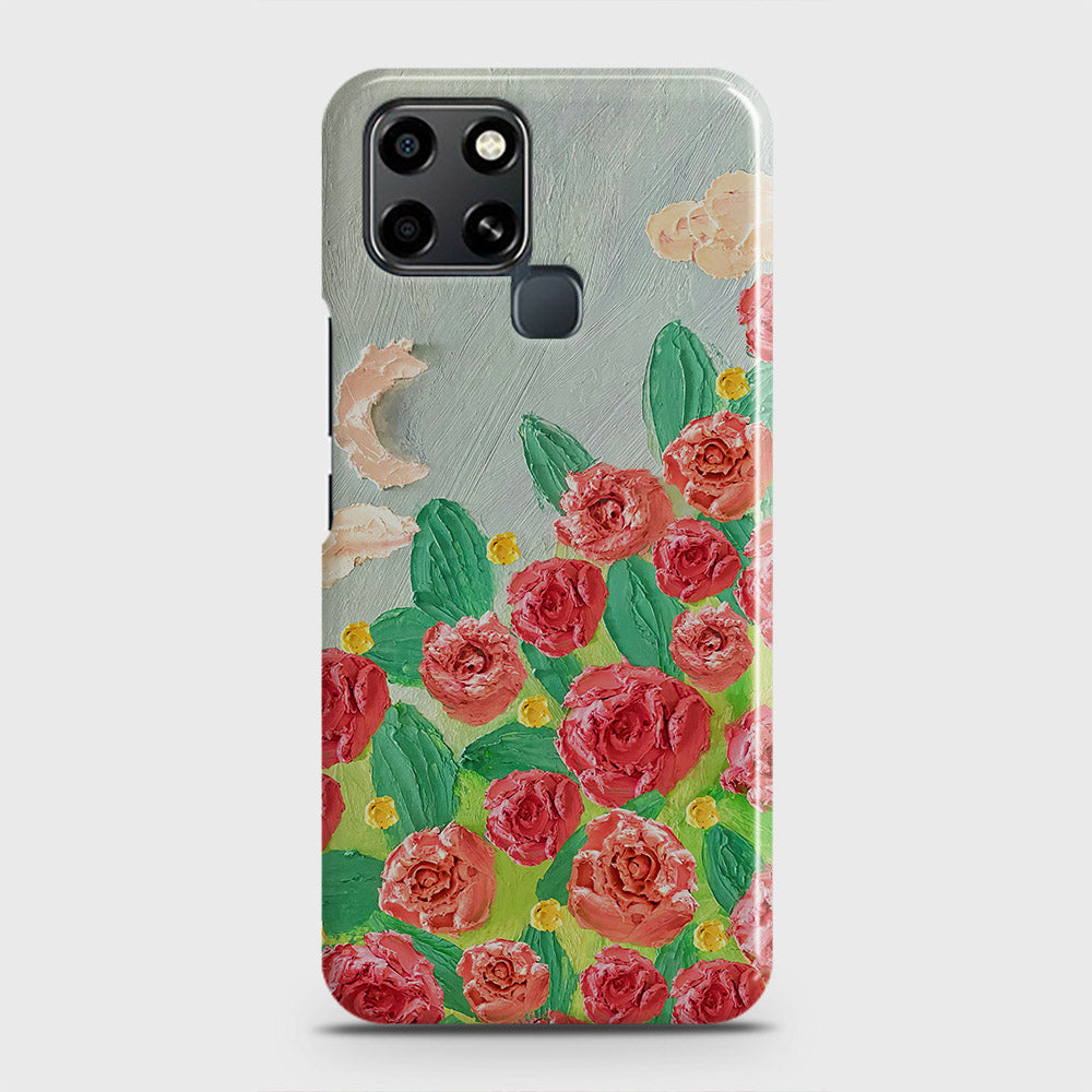 Infinix Smart 6 Cover - Floral Series - Design 10 - Red & Green - Matte Finish - Snap On Hard Case with LifeTime Colors Guarantee