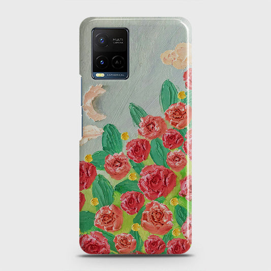 Vivo Y21 Cover - Floral Series - Design 10 - Red & Green - Matte Finish - Snap On Hard Case with LifeTime Colors Guarantee