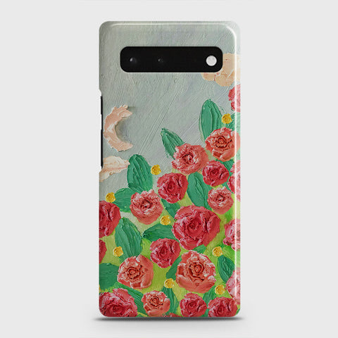 Google Pixel 6 Cover - Floral Series - Design 10 - Red & Green - Matte Finish - Snap On Hard Case with LifeTime Colors Guarantee