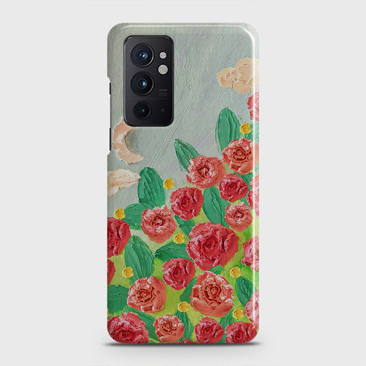 OnePlus 9RT 5G Cover - Floral Series - Design 10 - Red & Green - Matte Finish - Snap On Hard Case with LifeTime Colors Guarantee