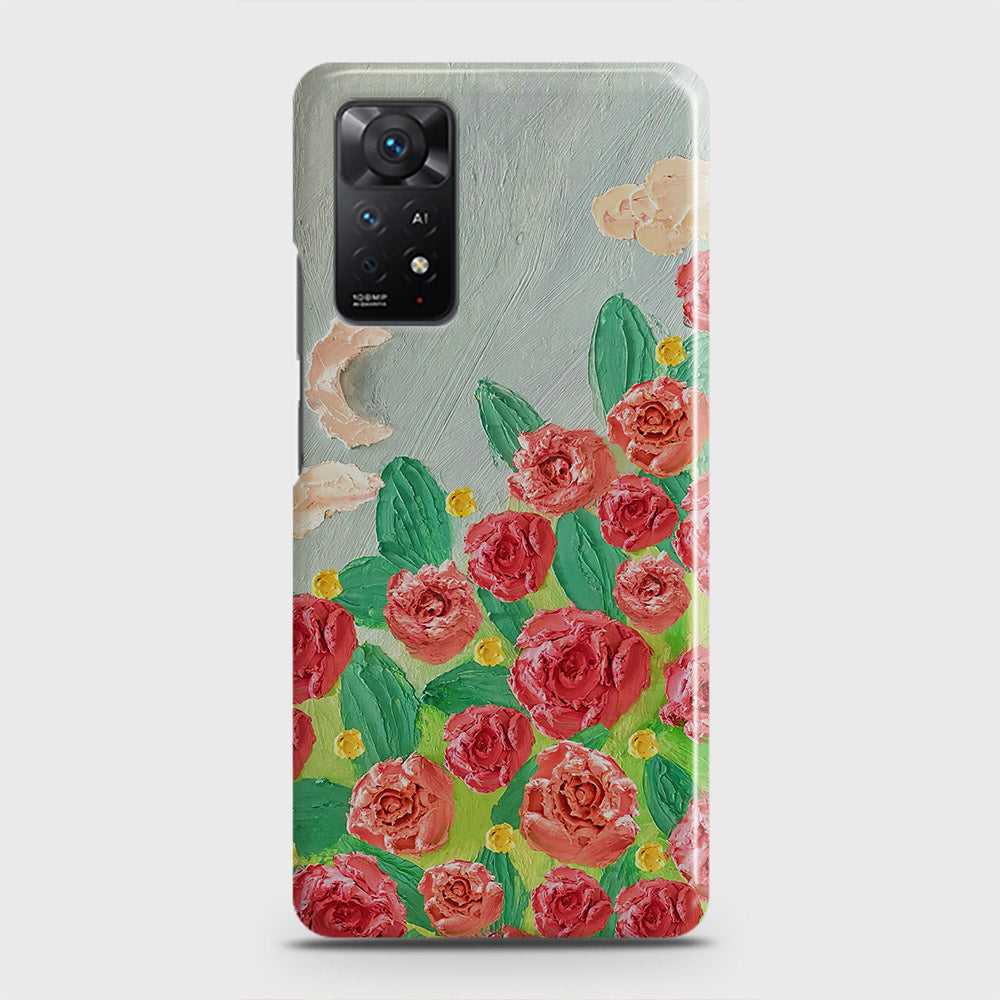 Xiaomi Redmi Note 11S Cover - Floral Series - Design 10 - Red & Green - Matte Finish - Snap On Hard Case with LifeTime Colors Guarantee