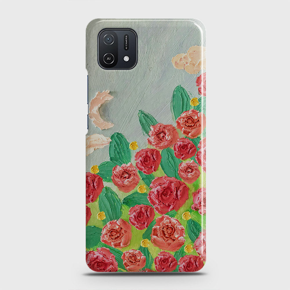 Oppo A16K Cover - Floral Series - Design 10 - Red & Green - Matte Finish - Snap On Hard Case with LifeTime Colors Guarantee
