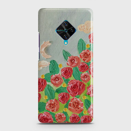 Vivo Y51 (2020 September)  Cover - Floral Series - Design 10 - Red & Green - Matte Finish - Snap On Hard Case with LifeTime Colors Guarantee