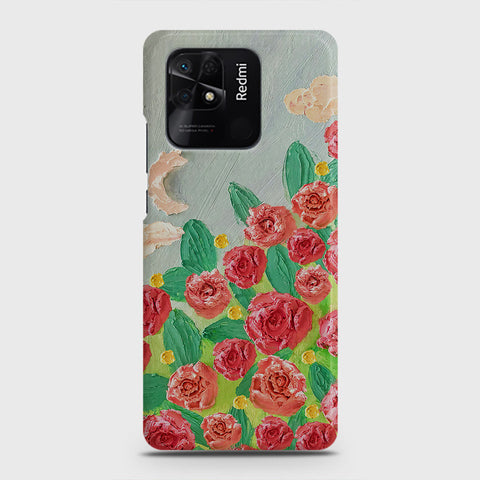 Xiaomi Redmi 10C Cover - Floral Series - Design 10 - Red & Green - Matte Finish - Snap On Hard Case with LifeTime Colors Guarantee