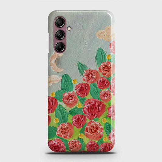 Samsung Galaxy A14 4G Cover - Floral Series - Design 10 - Red & Green - Matte Finish - Snap On Hard Case with LifeTime Colors Guarantee