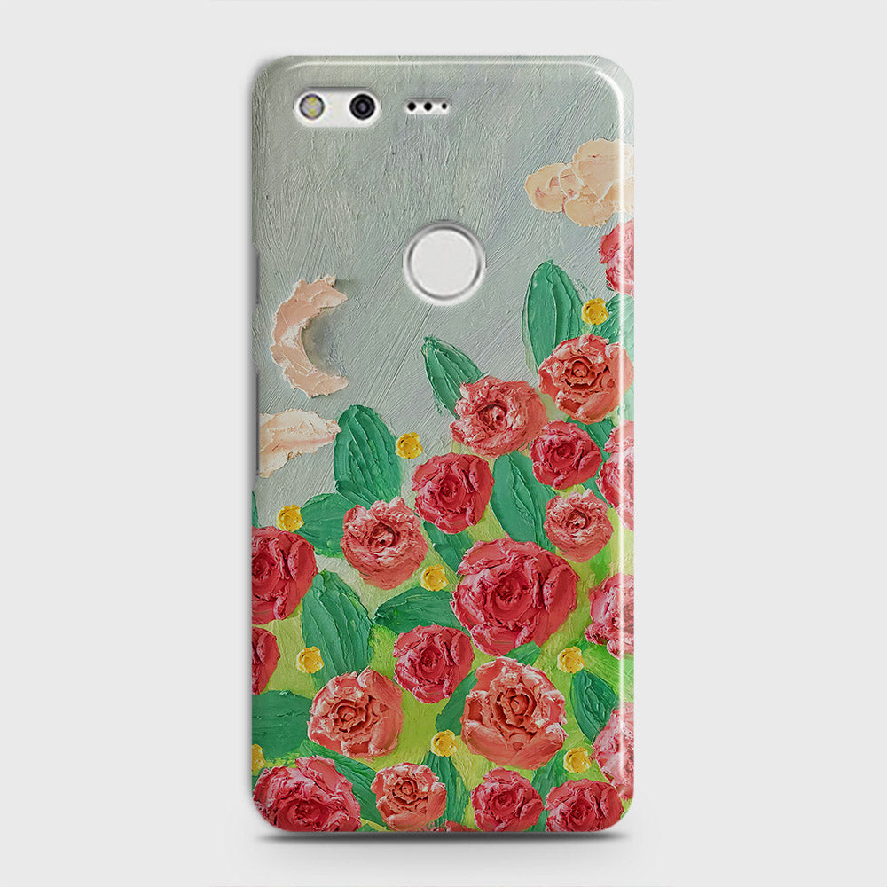 Google Pixel Cover - Floral Series - Design 10 - Red & Green - Matte Finish - Snap On Hard Case with LifeTime Colors Guarantee
