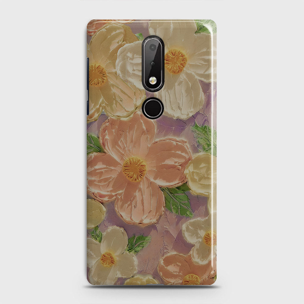 Nokia 6.1 Plus Cover - Floral Series - Design 11 - White & Green - Matte Finish - Snap On Hard Case with LifeTime Colors Guarantee