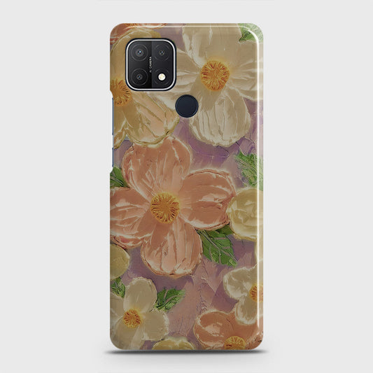 Oppo A15 Cover - Floral Series - Design 11 - White & Green - Matte Finish - Snap On Hard Case with LifeTime Colors Guarantee