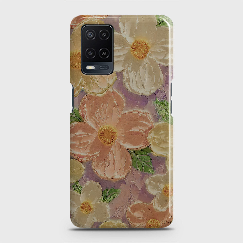 Oppo A54  Cover - Floral Series - Design 11 - White & Green - Matte Finish - Snap On Hard Case with LifeTime Colors Guarantee
