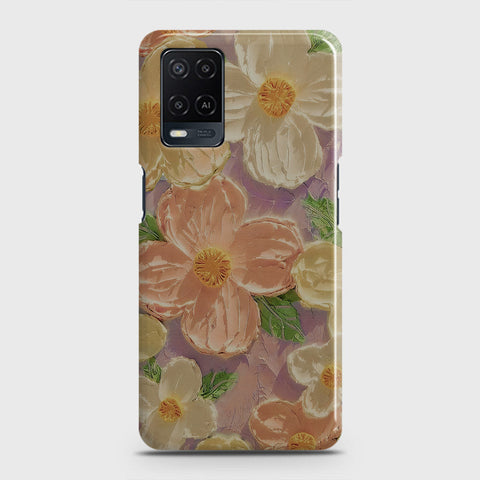 Oppo A54  Cover - Floral Series - Design 11 - White & Green - Matte Finish - Snap On Hard Case with LifeTime Colors Guarantee