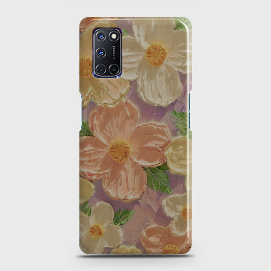 Oppo A92 Cover - Floral Series - Design 11 - White & Green - Matte Finish - Snap On Hard Case with LifeTime Colors Guarantee