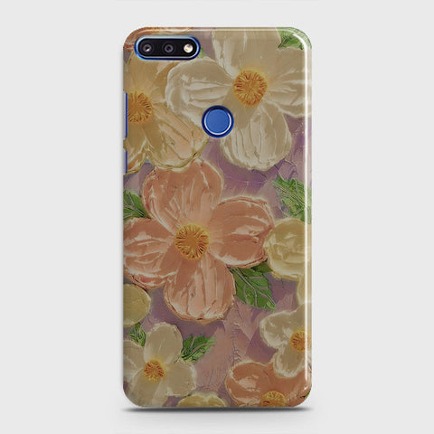 Honor 7A Cover - Floral Series - Design 11 - White & Green - Matte Finish - Snap On Hard Case with LifeTime Colors Guarantee