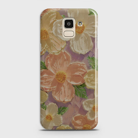 Samsung Galaxy J6 2018 Cover - Floral Series - Design 11 - White & Green - Matte Finish - Snap On Hard Case with LifeTime Colors Guarantee