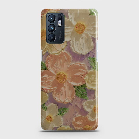 Oppo Reno 6 Cover - Floral Series - Design 11 - White & Green - Matte Finish - Snap On Hard Case with LifeTime Colors Guarantee